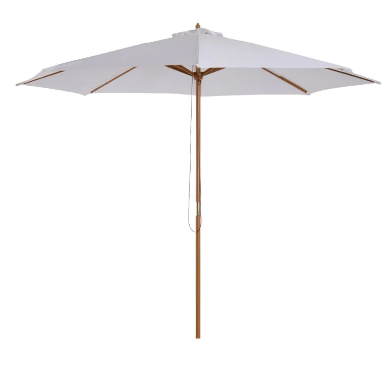 10x 8.2 Bamboo Wooden Round Patio Sun Umbrella - Beige