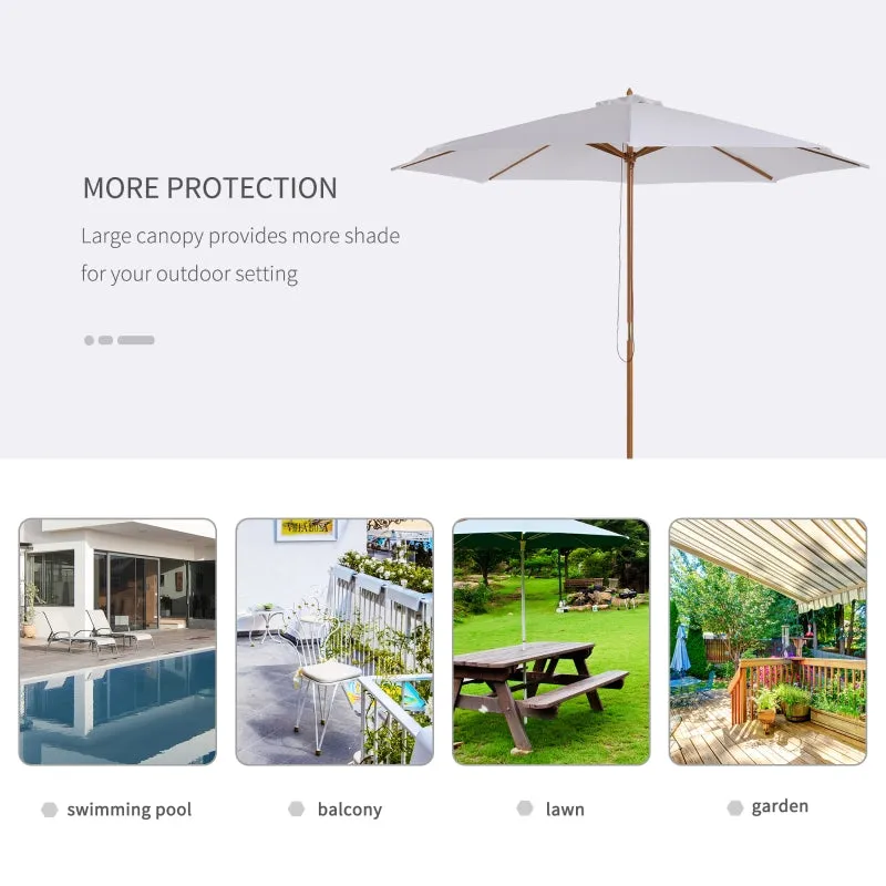 10x 8.2 Bamboo Wooden Round Patio Sun Umbrella - Beige