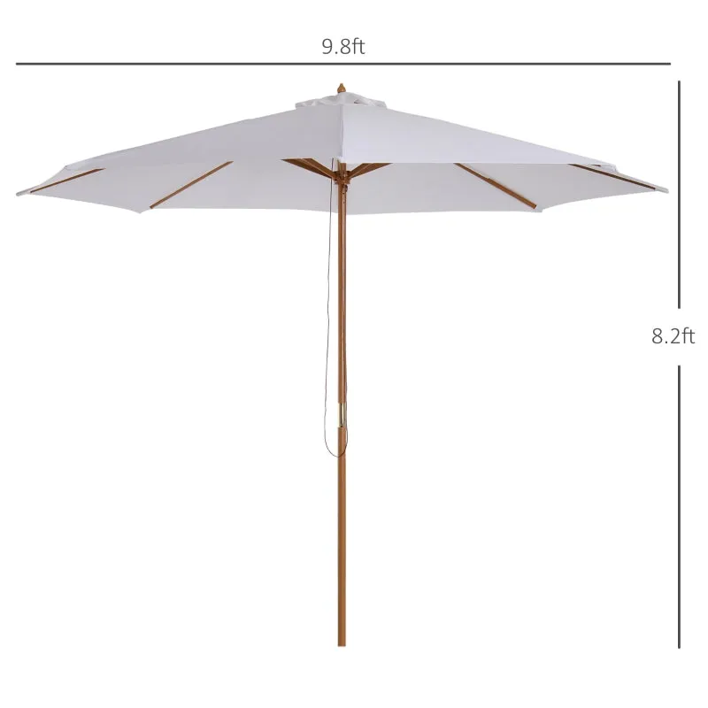10x 8.2 Bamboo Wooden Round Patio Sun Umbrella - Beige