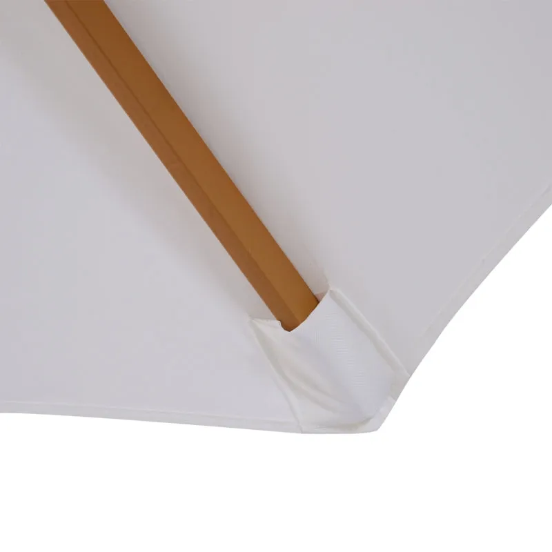 10x 8.2 Bamboo Wooden Round Patio Sun Umbrella - Beige