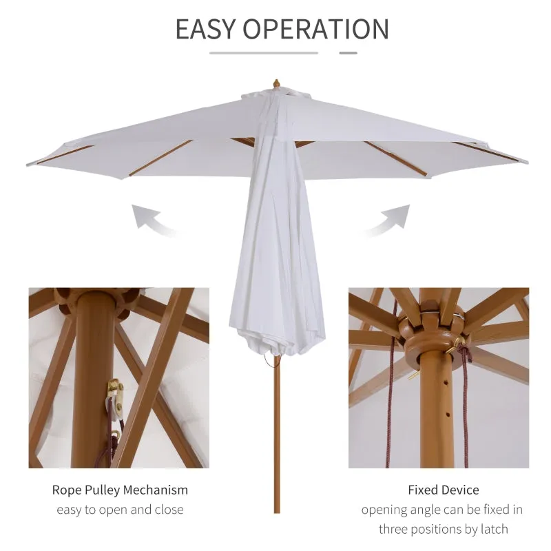 10x 8.2 Bamboo Wooden Round Patio Sun Umbrella - Beige