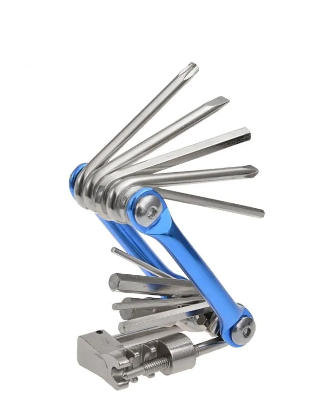 12 in 1 Multi-Function Bike Cycling Repair Tool Kit - Slotted Screwdriver, Phillips Screwdriver, Hex Key Wrench, Universal Chain Breaker, spoke wrench, with 1 pcs Bicycle Tire Pry Bars