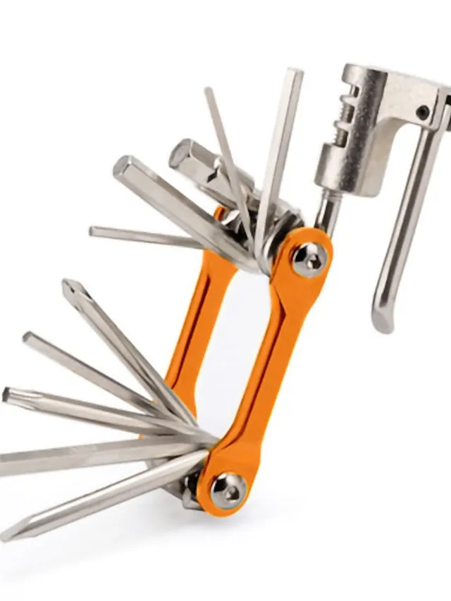 12 in 1 Multi-Function Bike Cycling Repair Tool Kit - Slotted Screwdriver, Phillips Screwdriver, Hex Key Wrench, Universal Chain Breaker, spoke wrench, with 1 pcs Bicycle Tire Pry Bars