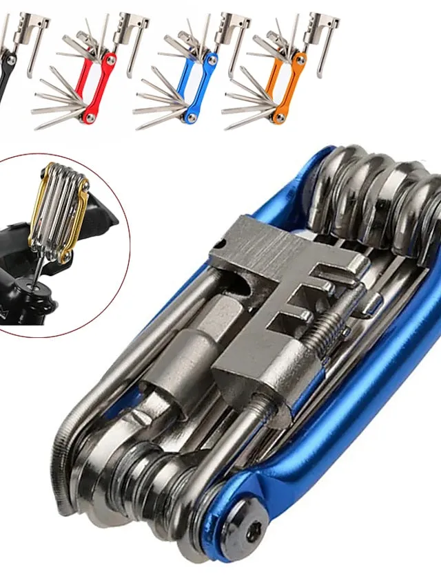 12 in 1 Multi-Function Bike Cycling Repair Tool Kit - Slotted Screwdriver, Phillips Screwdriver, Hex Key Wrench, Universal Chain Breaker, spoke wrench, with 1 pcs Bicycle Tire Pry Bars