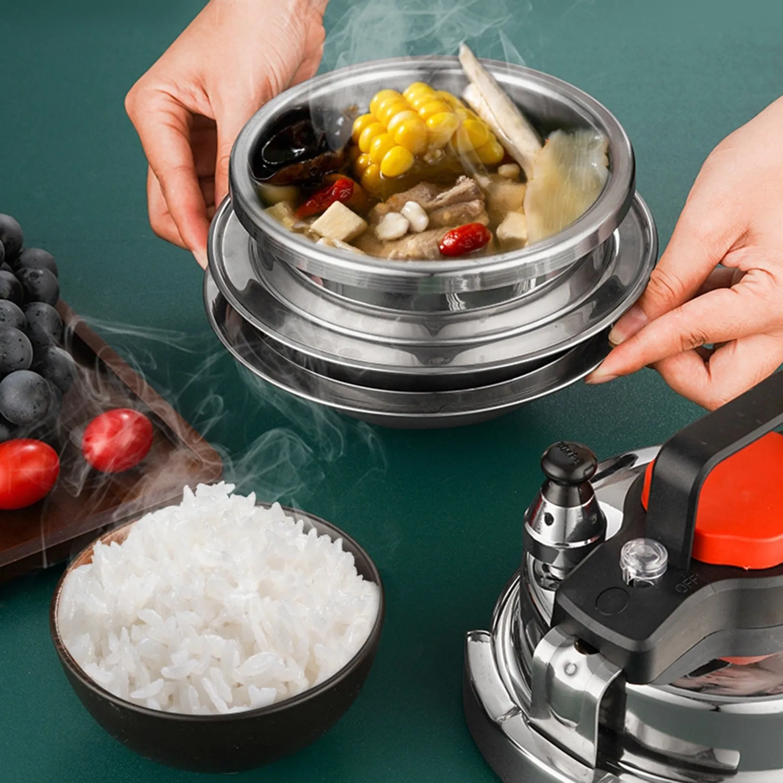 1.4L Outdoor Pressure Cooker MIni Electric Rice Cookers Cooking Pot Kitchen Cookware