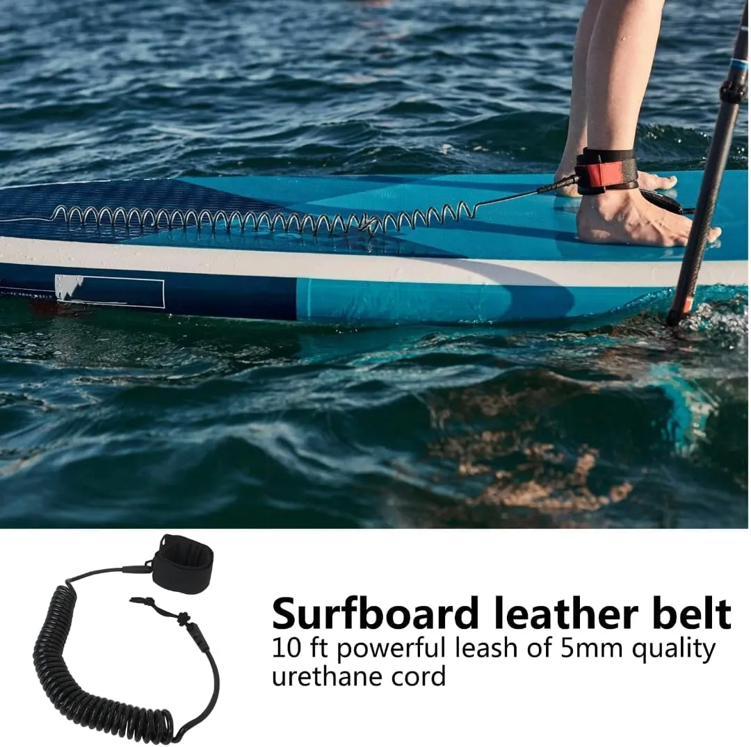 2025 NEW Coiled SUP Leash 10 FT Surfboard Leash Sup Leg Rope Strap Stand Up Paddleboard Leash Suitable for Stand Up Paddling, Surfing and Kayaking - Black