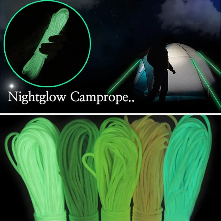 20m 9-Core Nylon Polyester Full-light Outdoor Camping Tent Rescue Bundled Fluorescent Climbing Rope(Yellow)