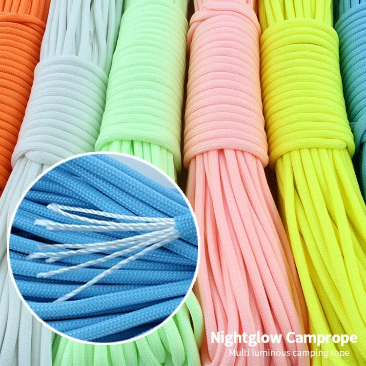 20m 9-Core Nylon Polyester Full-light Outdoor Camping Tent Rescue Bundled Fluorescent Climbing Rope(Yellow)