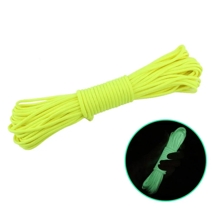 20m 9-Core Nylon Polyester Full-light Outdoor Camping Tent Rescue Bundled Fluorescent Climbing Rope(Yellow)