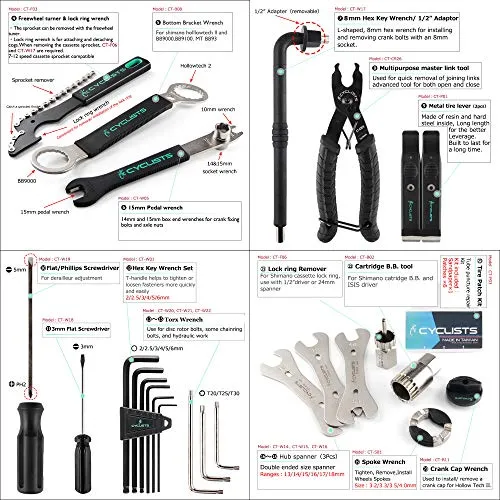 23 Piece Bike Tool Kit - Bicycle Repair Tool Box Compatible - Mountain/Road Bike Maintenance Tool Set With Storage Case (CT-K01-23)