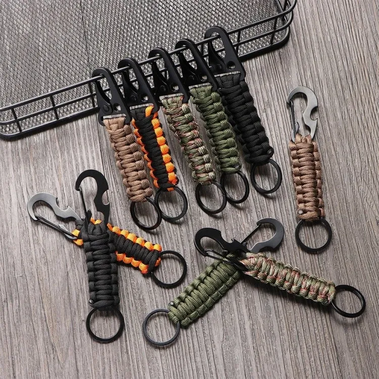 2pcs Outdoor Climbing Eagle Beak Buckle Umbrella Rope Hand-Woven Key Hanging Buckle(Army Green)