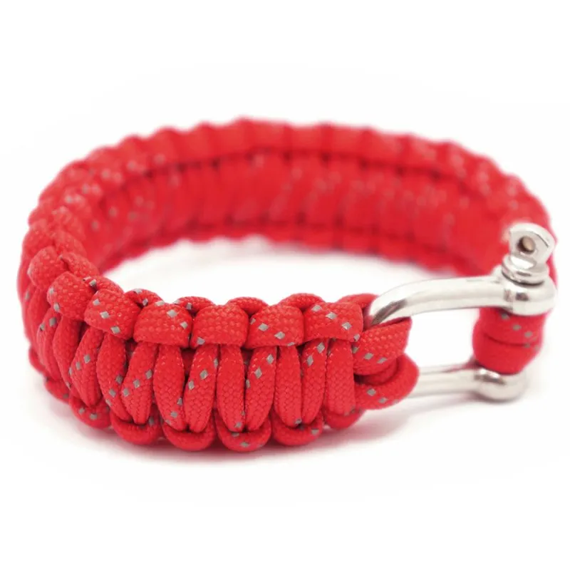 550 PARACORD SURVIVAL BRACELET - RED REFLECTIVE