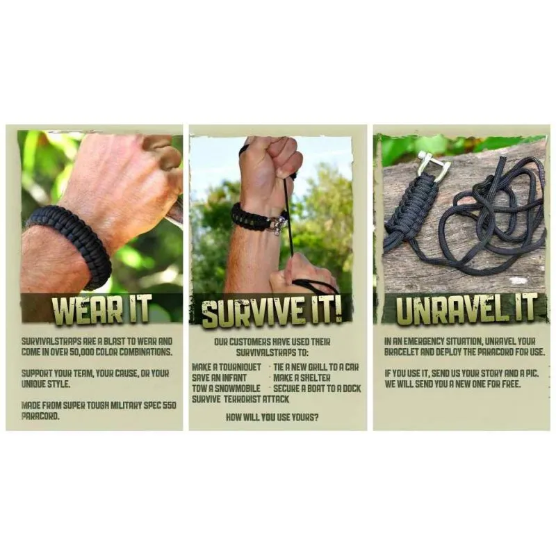550 PARACORD SURVIVAL BRACELET - RED REFLECTIVE