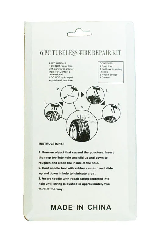 6 PC Tubeless Tire Repair Kit