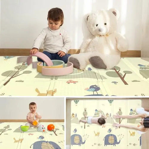 Baby Play Mat, 59x79 Baby Play Mats for Floor, Waterproof Non-Slip Baby Crawling Mat, Foldable Foam Playmat for Babies and Toddlers