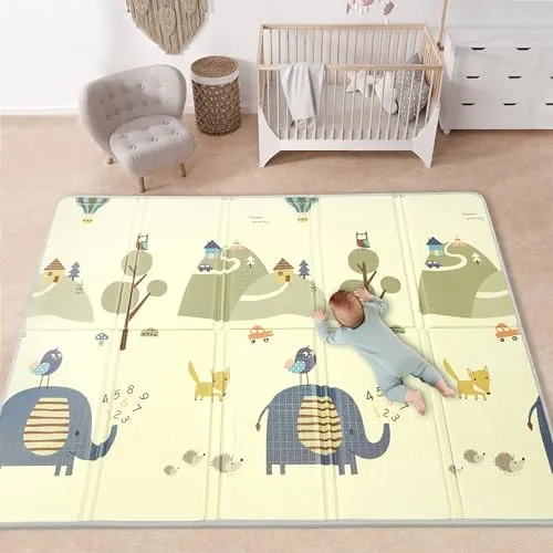 Baby Play Mat, 59x79 Baby Play Mats for Floor, Waterproof Non-Slip Baby Crawling Mat, Foldable Foam Playmat for Babies and Toddlers