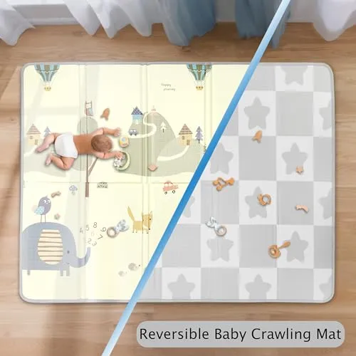Baby Play Mat, 59x79 Baby Play Mats for Floor, Waterproof Non-Slip Baby Crawling Mat, Foldable Foam Playmat for Babies and Toddlers