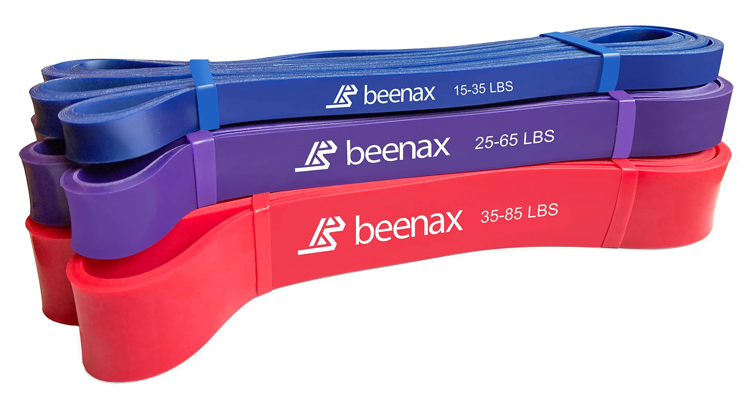 Beenax Resistance Bands Pull Up Assist Bands Set, 3 Pack - 3 Different Levels Workout Exercise Bands for CrossFit, Powerlifting, Muscle and Strength Training, Stretching, Mobility, Yoga - Men & Women