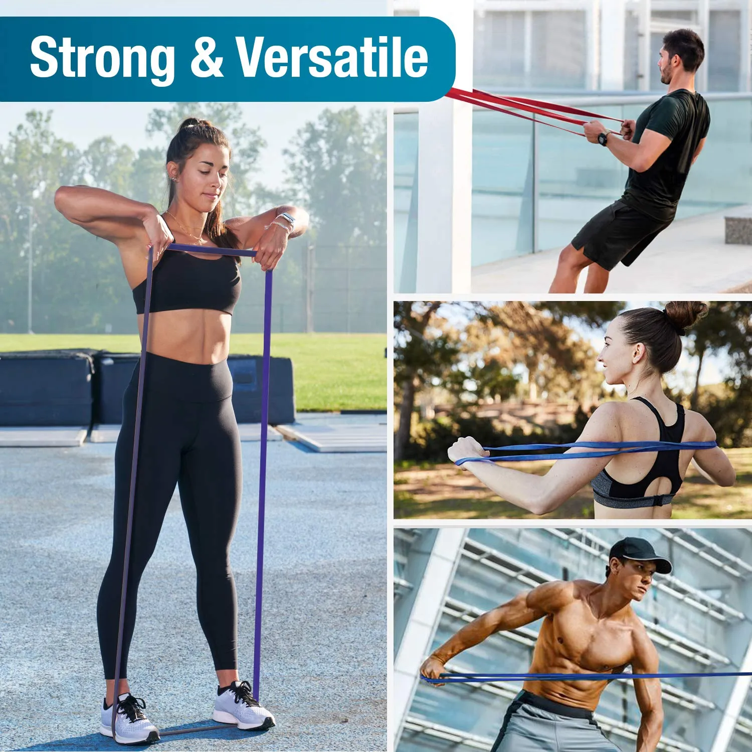 Beenax Resistance Bands Pull Up Assist Bands Set, 3 Pack - 3 Different Levels Workout Exercise Bands for CrossFit, Powerlifting, Muscle and Strength Training, Stretching, Mobility, Yoga - Men & Women