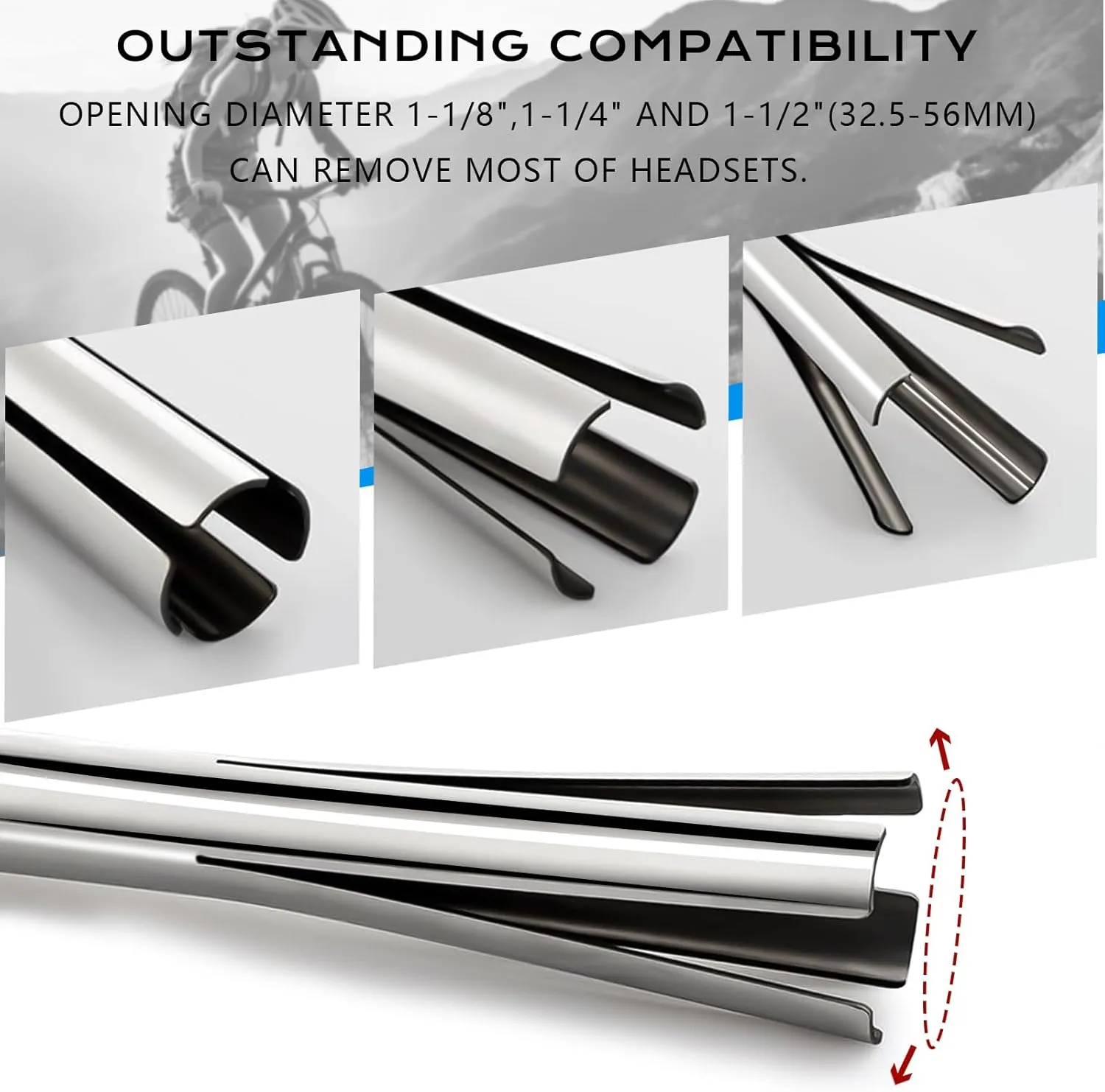 BUCKLOS Bike Headset Cup Removal Tool,Sturdy and Durable Stainless Steel Bicycle Head Parts Remover Suitable for -1/8", 1-1/4" and 1-1/2" inch for Bike Repair