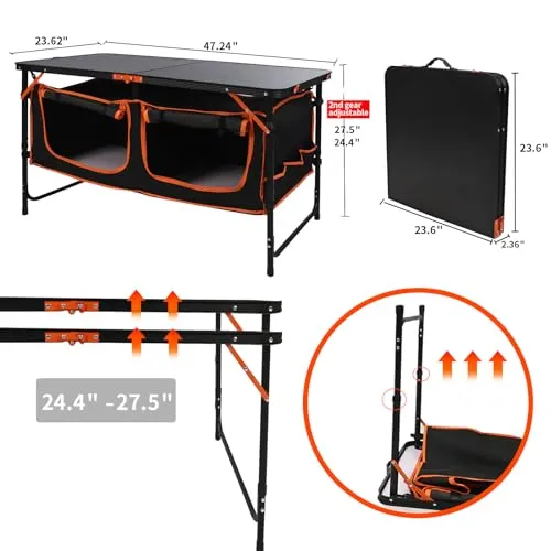 CAMPHILL Folding Camping Table with Storage Bag Aluminum Portable Picnic Table for Outdoor Travel Beach, Backyards, BBQ, Party and Picnic