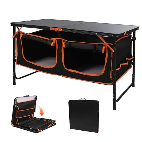 CAMPHILL Folding Camping Table with Storage Bag Aluminum Portable Picnic Table for Outdoor Travel Beach, Backyards, BBQ, Party and Picnic