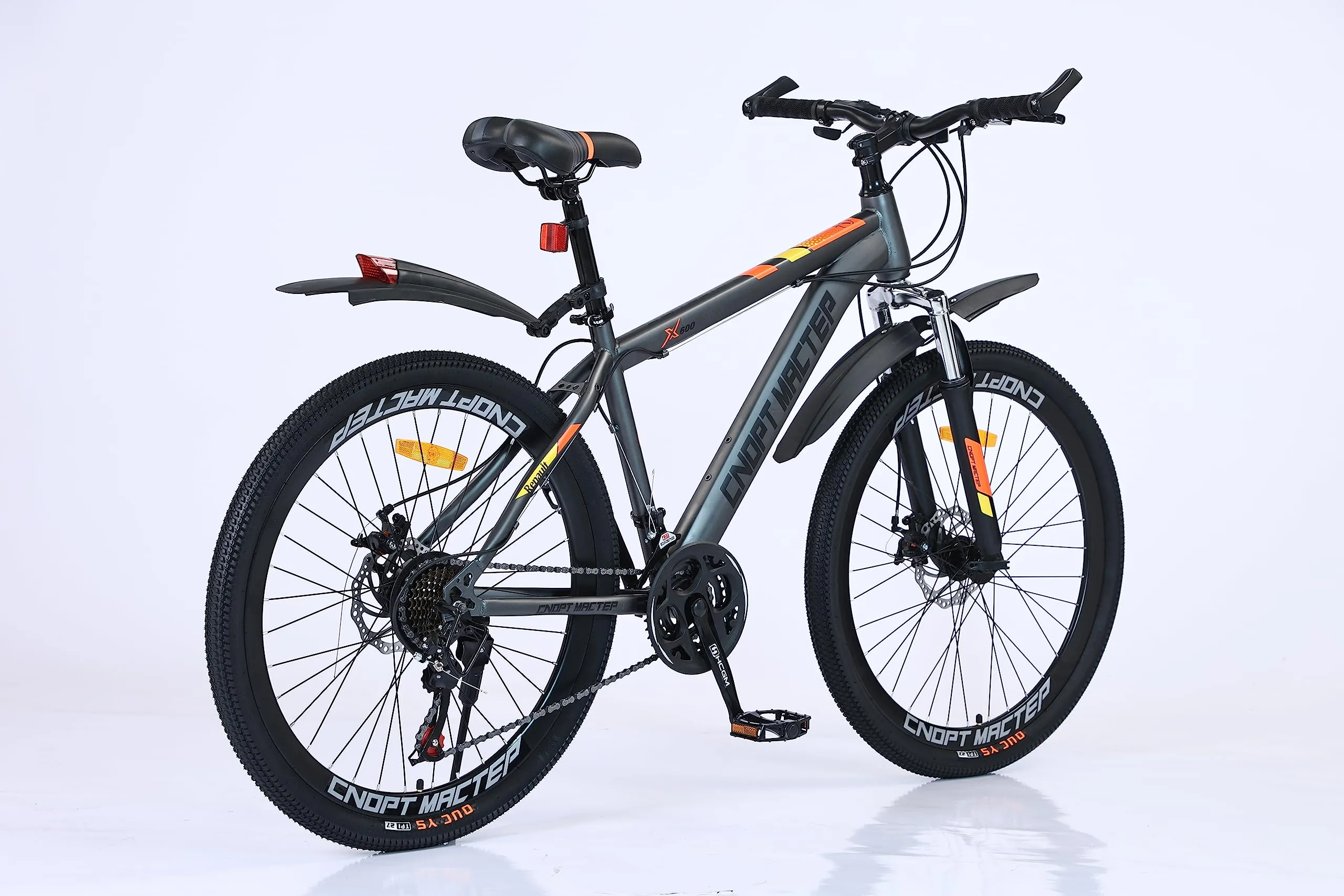 CNOPT MACTEP Mountain Bike 27.5'' Adult Hardtail Mountain Bike 21 Speed Gears with Dual Disc-Brake Full Suspension MTB Bike Aluminum Frame Bicycle with Mudguard