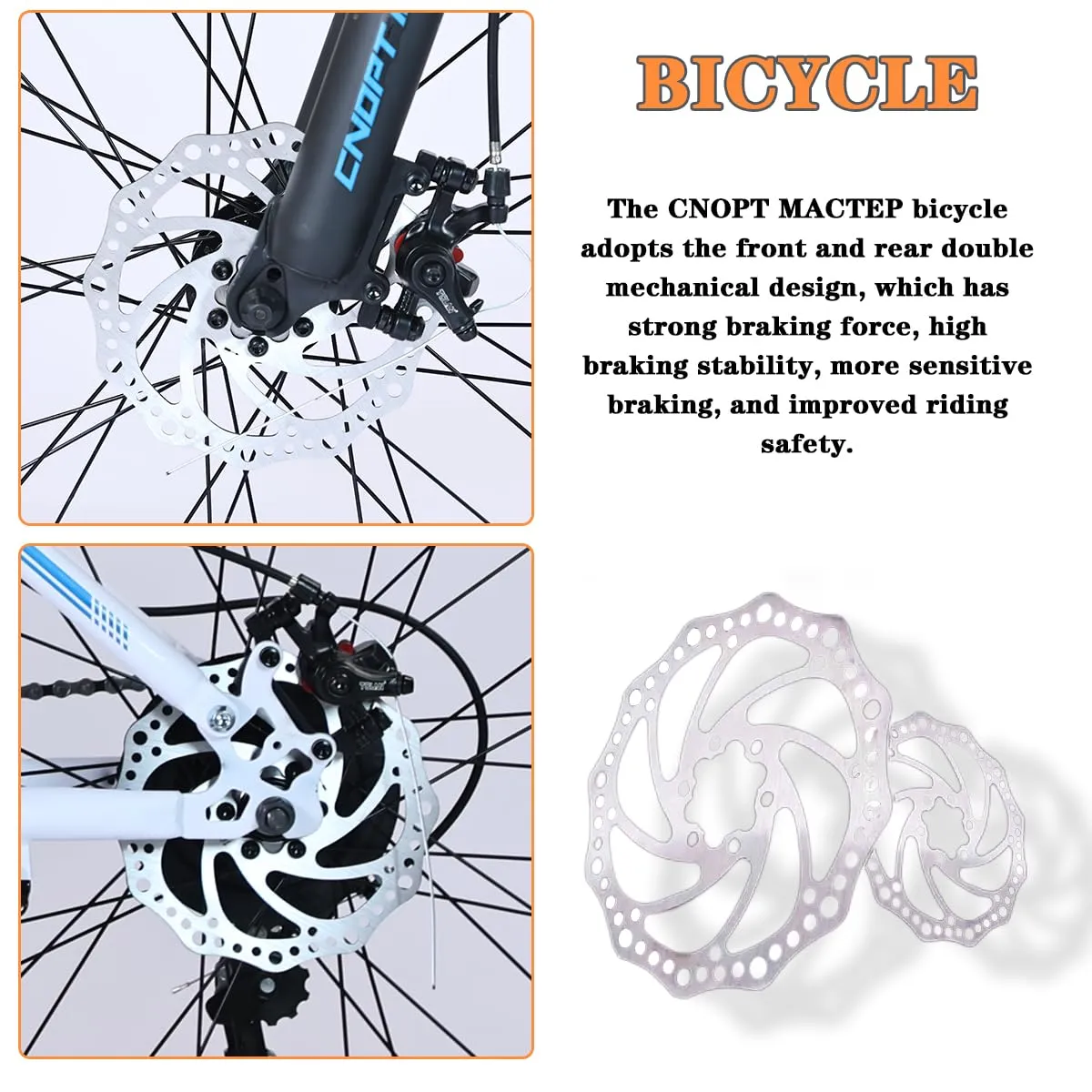 CNOPT MACTEP Mountain Bike 27.5'' Adult Hardtail Mountain Bike 21 Speed Gears with Dual Disc-Brake Full Suspension MTB Bike Aluminum Frame Bicycle with Mudguard