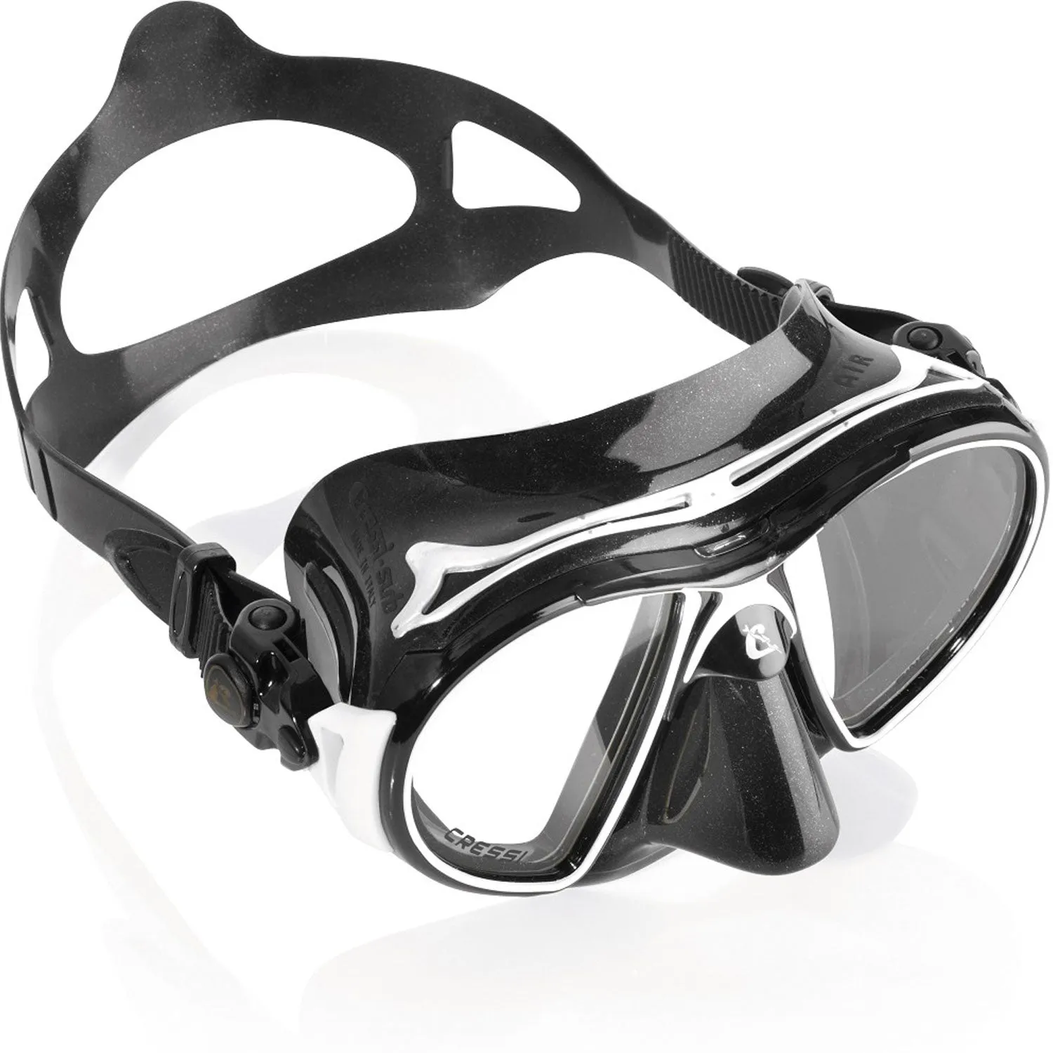 Cressi Air Mask Scuba Gear Package w/ Reaction EBS Fins, Alpha Ultra Dry Snorkel & GupG Mesh Bag