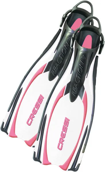 Cressi Air Mask Scuba Gear Package w/ Reaction EBS Fins, Alpha Ultra Dry Snorkel & GupG Mesh Bag