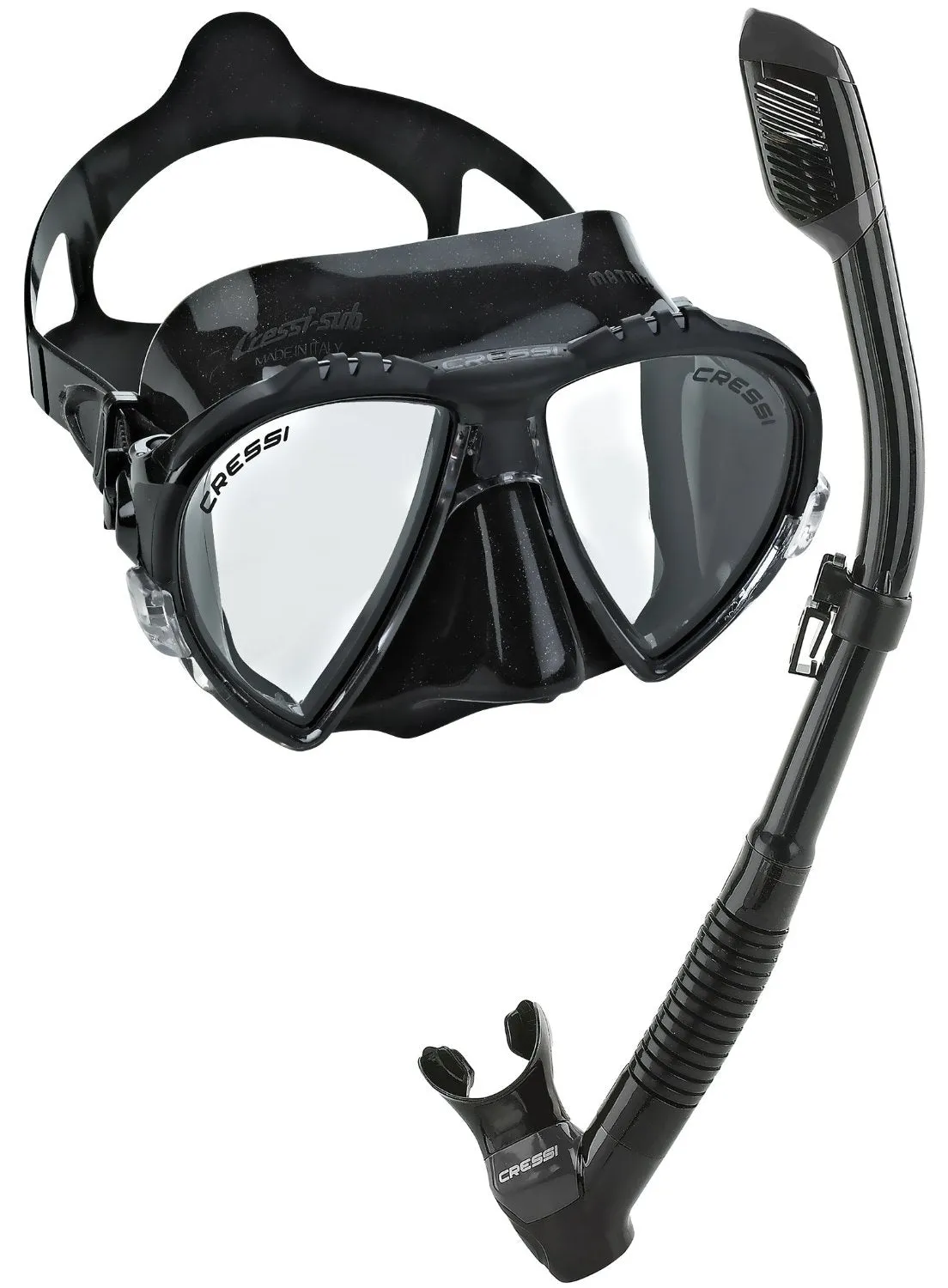 Cressi Matrix Snorkel Mask & Dry Snorkel Set w/ Gear Bag