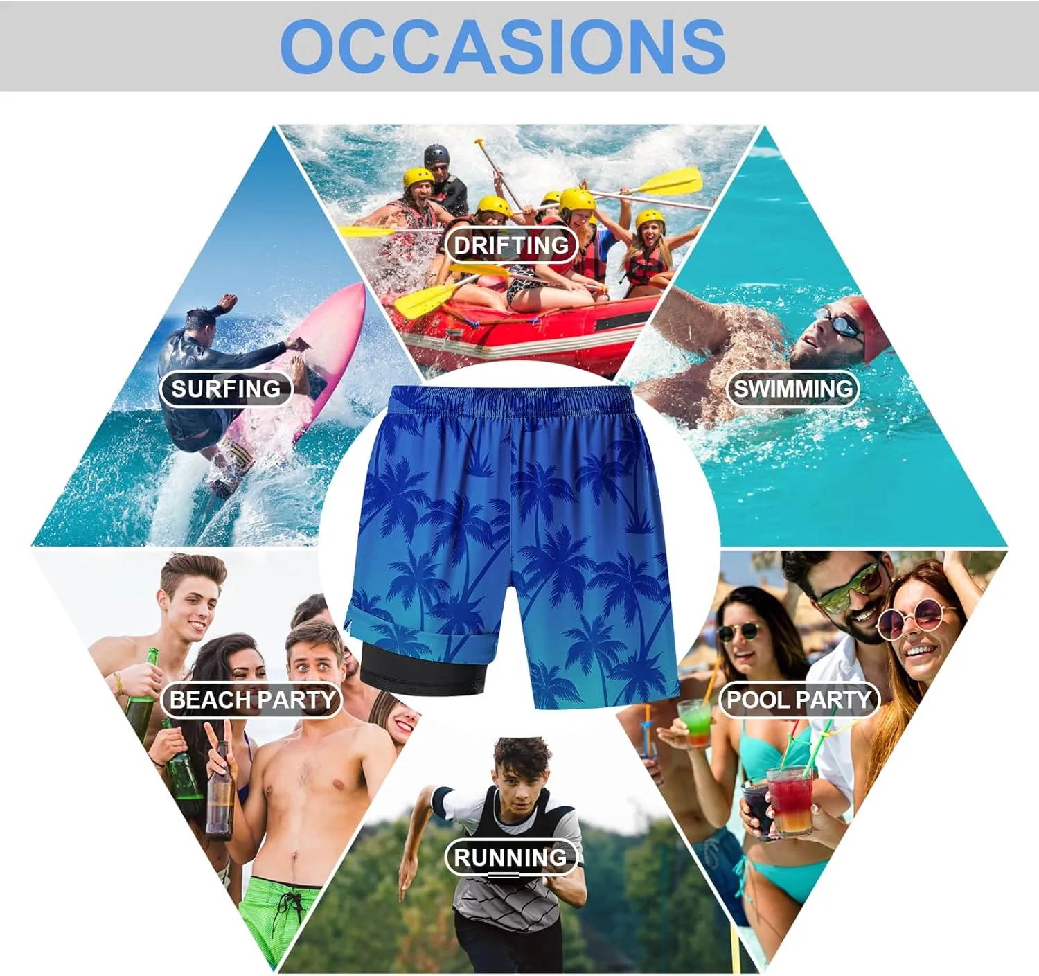DEOLAX Mens Swim Trunks 7 Inch Inseam Summer Dry Fit Swimming Trunks Board Shorts Lightweight Workout Mens Bathing Suit