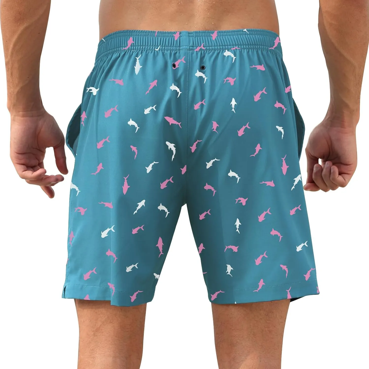 DEOLAX Mens Swim Trunks 7 Inch Inseam Summer Dry Fit Swimming Trunks Board Shorts Lightweight Workout Mens Bathing Suit