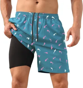 DEOLAX Mens Swim Trunks 7 Inch Inseam Summer Dry Fit Swimming Trunks Board Shorts Lightweight Workout Mens Bathing Suit