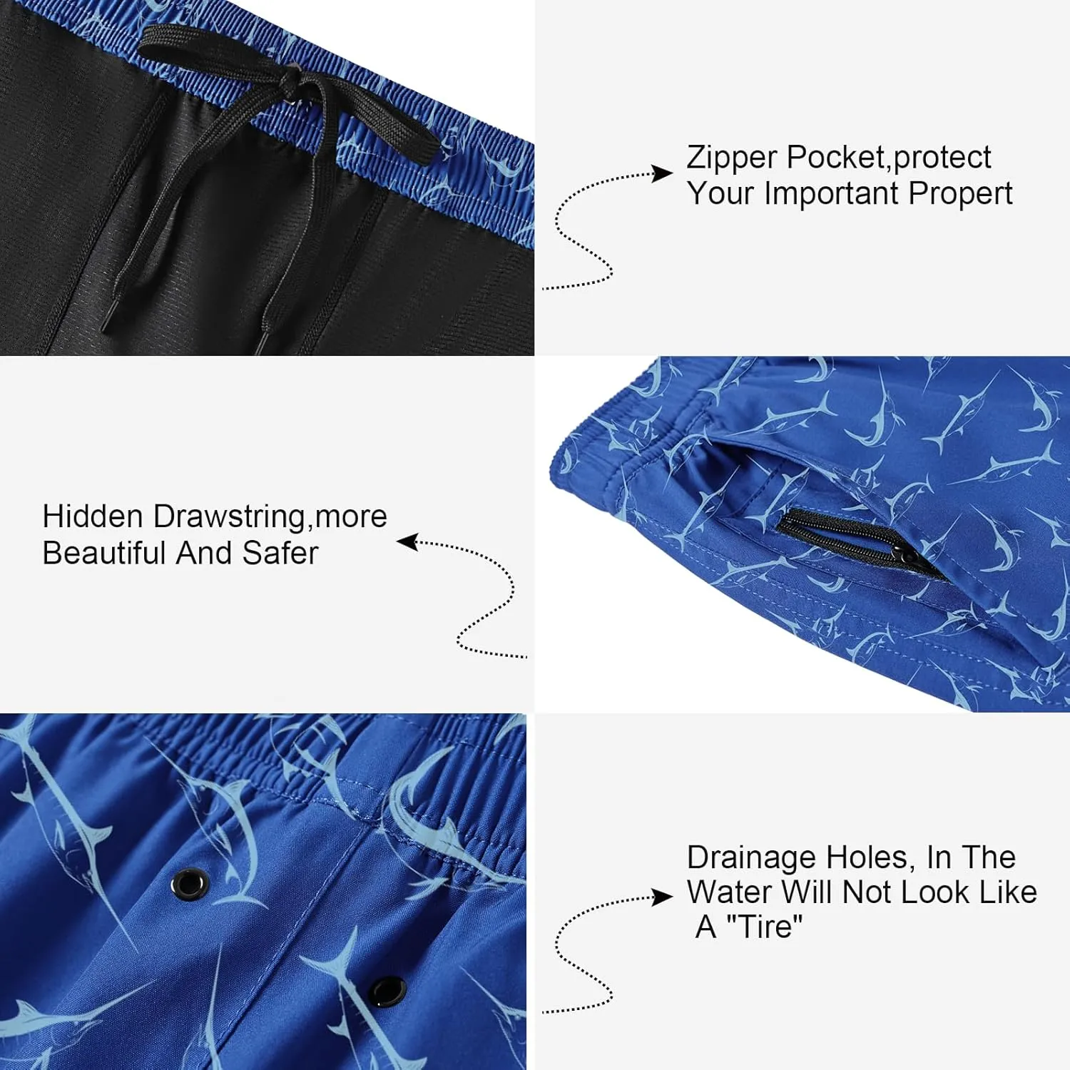 DEOLAX Mens Swim Trunks 7 Inch Inseam Summer Dry Fit Swimming Trunks Board Shorts Lightweight Workout Mens Bathing Suit