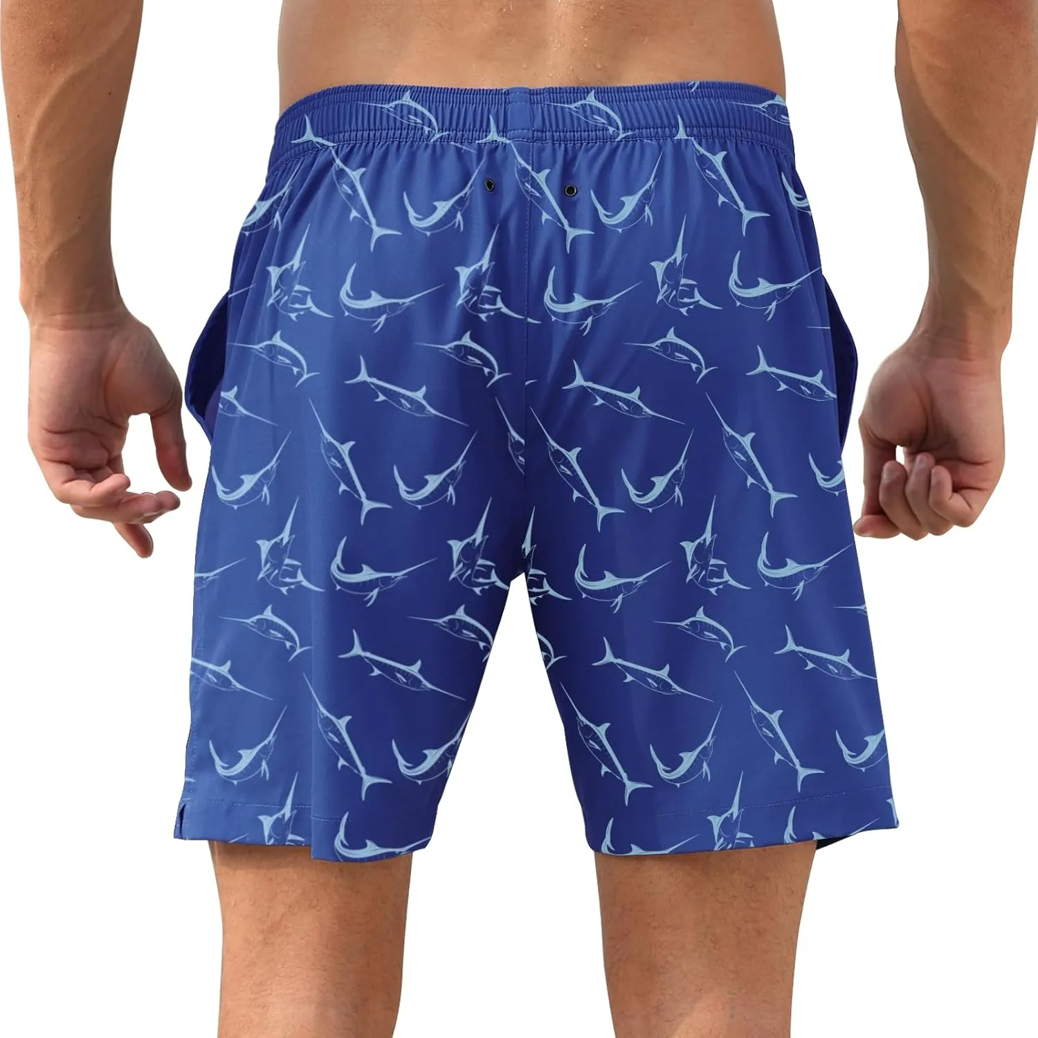 DEOLAX Mens Swim Trunks 7 Inch Inseam Summer Dry Fit Swimming Trunks Board Shorts Lightweight Workout Mens Bathing Suit