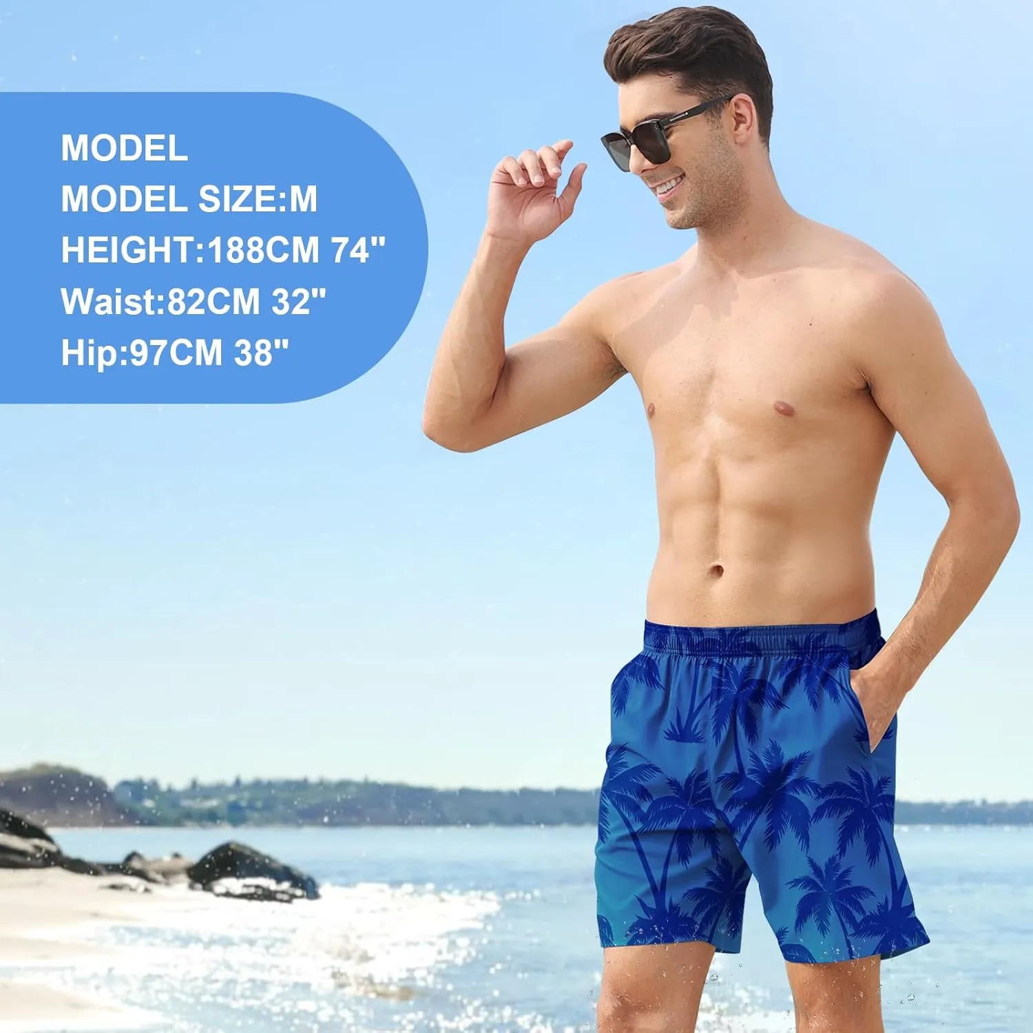 DEOLAX Mens Swim Trunks 7 Inch Inseam Summer Dry Fit Swimming Trunks Board Shorts Lightweight Workout Mens Bathing Suit