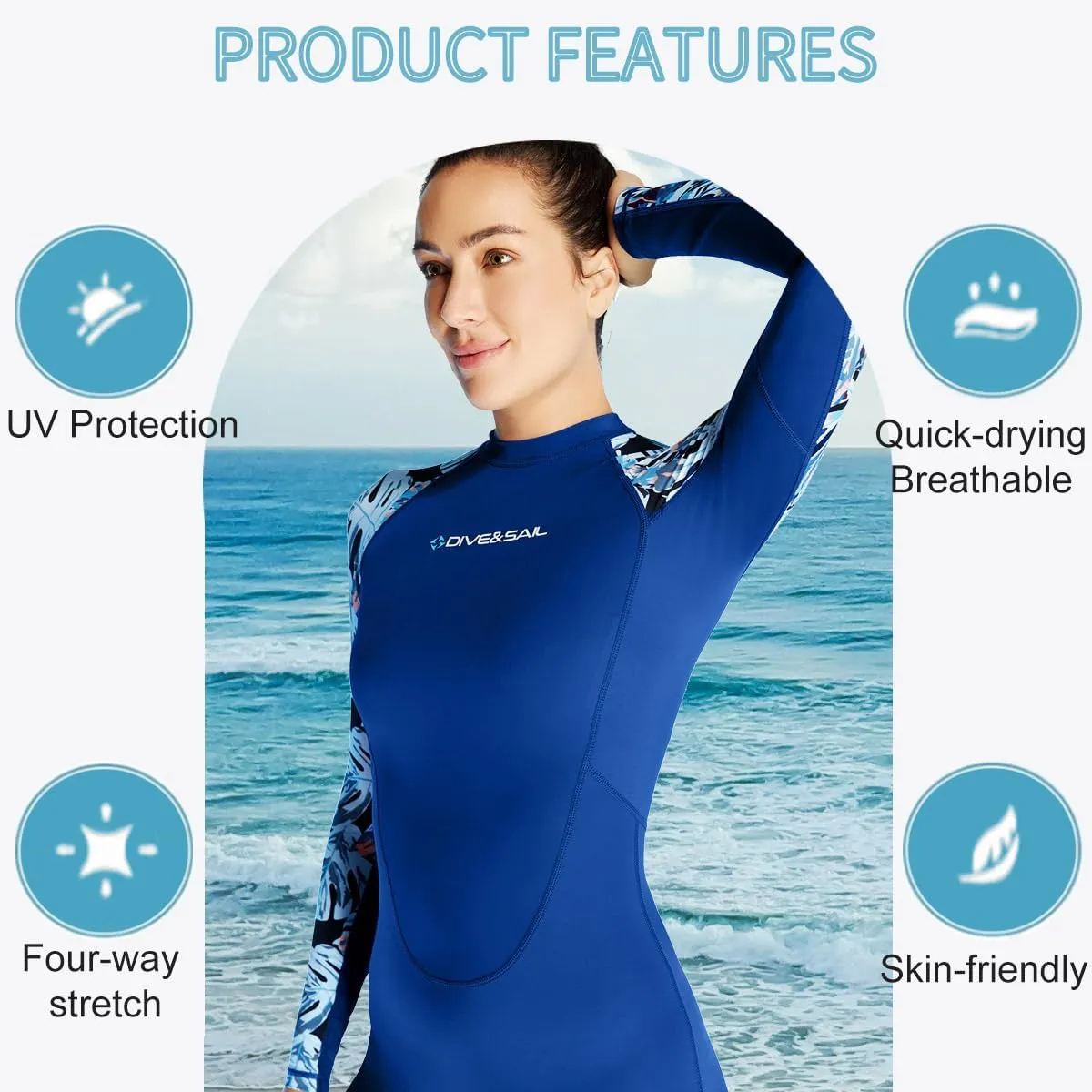 Dive Skin Full Body Rash Guard for Women Men Swimsuit Wetsuit Sport Skin Front Zipper One Piece for Diving Surfing Kayaking