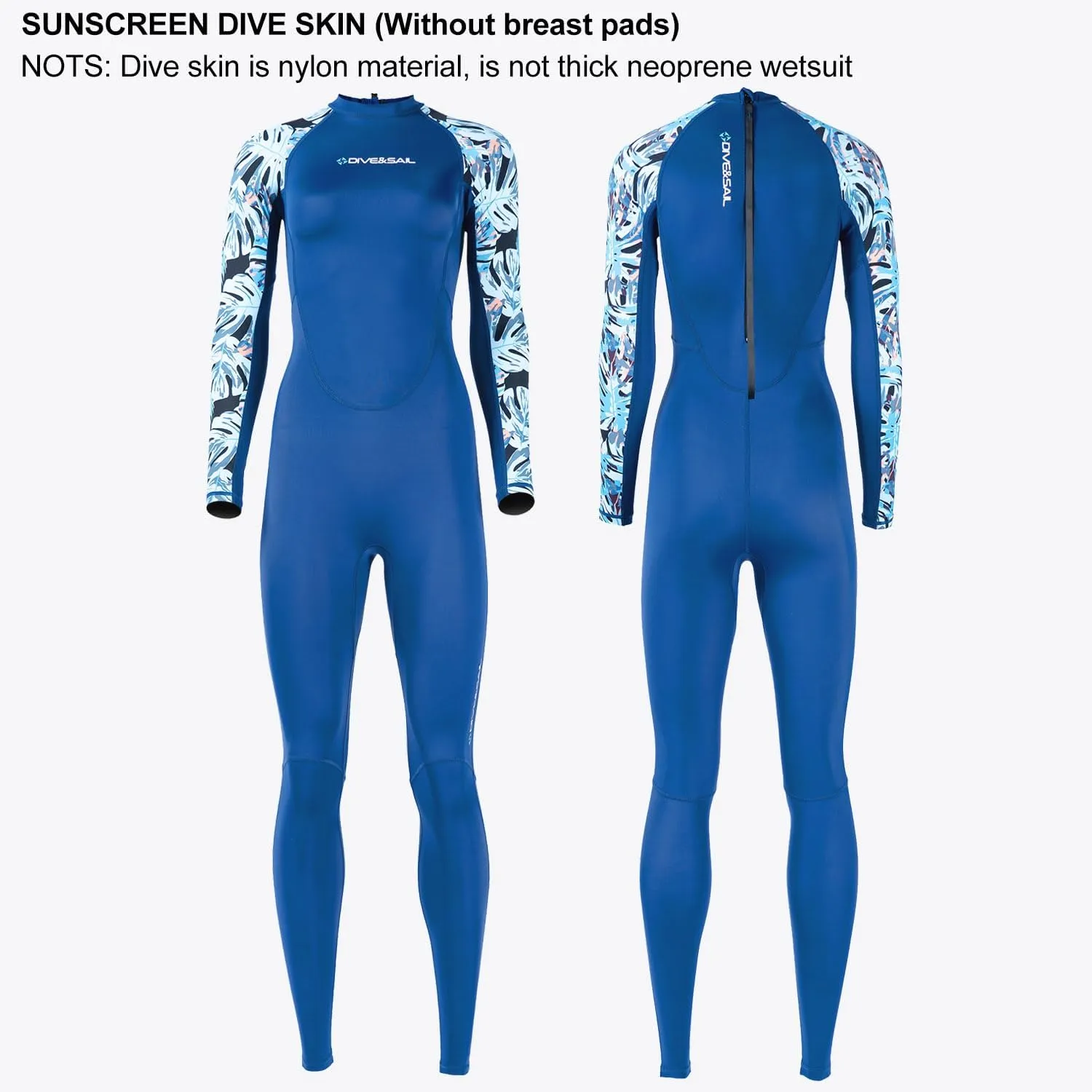 Dive Skin Full Body Rash Guard for Women Men Swimsuit Wetsuit Sport Skin Front Zipper One Piece for Diving Surfing Kayaking