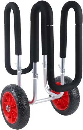Double Sups Transport Cart with Airless Wheels Sand Trolley for 2 Stand Up Paddle Boards and Surfboards Aviation Aluminum Material Fit for Moving Surfboards Red