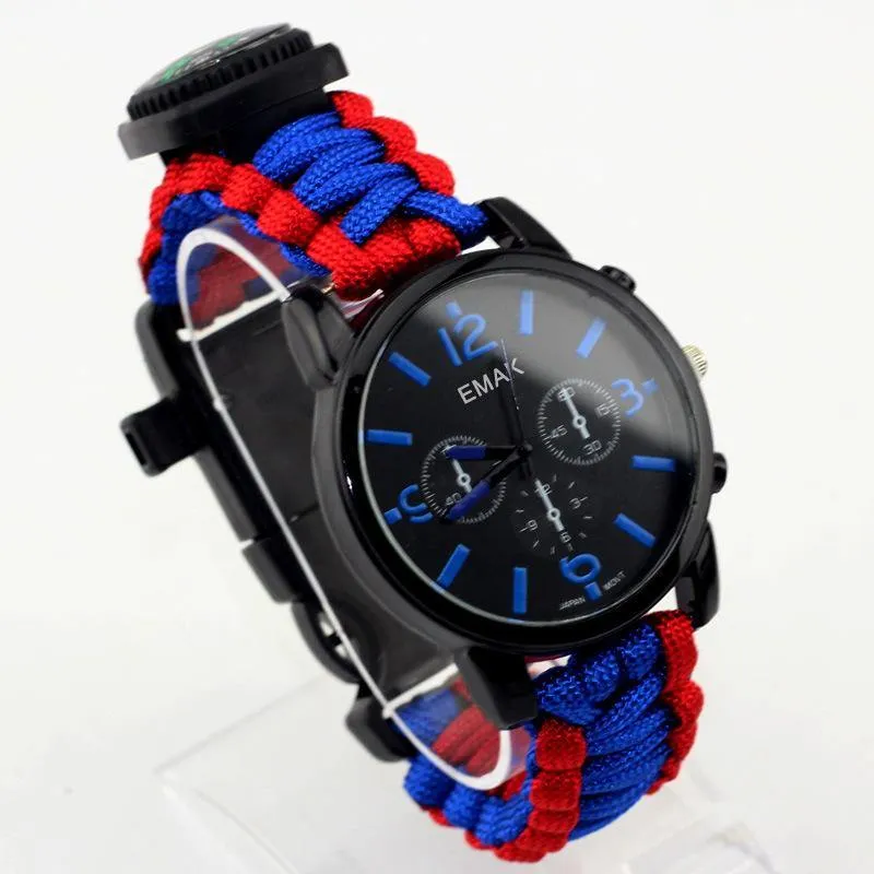 Equipped Outdoors 6 In 1 Paracord Survival Safety Watch with Fire Starter