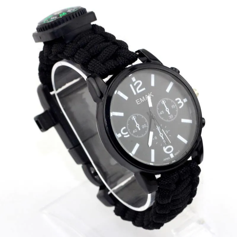 Equipped Outdoors 6 In 1 Paracord Survival Safety Watch with Fire Starter
