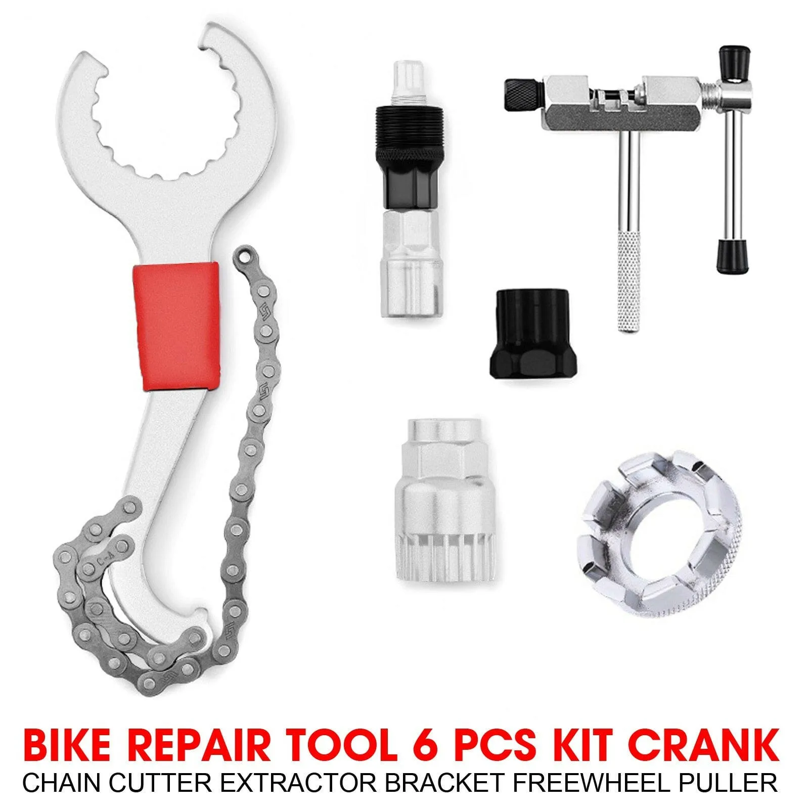 Extractor Chain Cutter Flywheel Remover Cycling Repair Parts Bicycle Repair Tool Kits Bike Chain Measuring Ruler Crank Puller