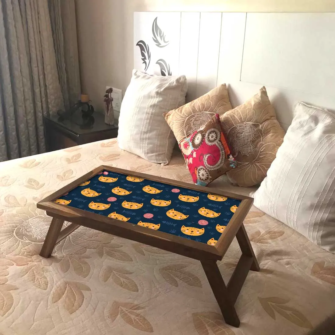Foldable Bed Table for Home Breakfast Tables Reading Desk - Cute Cat