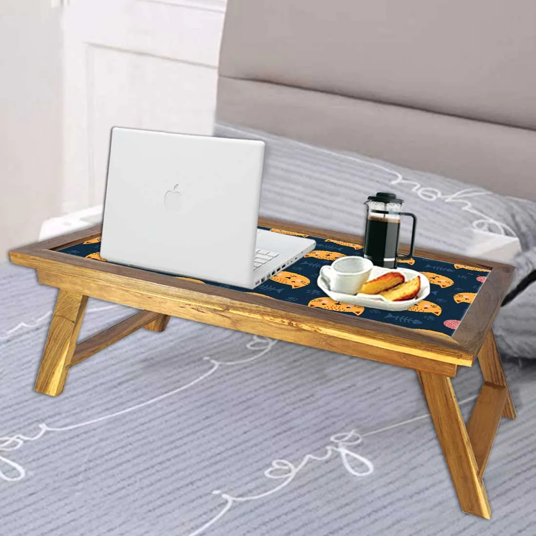 Foldable Bed Table for Home Breakfast Tables Reading Desk - Cute Cat
