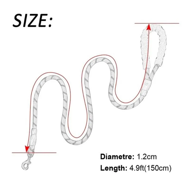 Heavy Duty Nylon Dog Leash - Padded Handle - 5ft