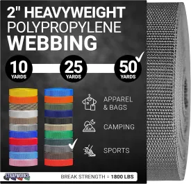 Heavyweight Polypropylene Webbing - Heavy Duty Poly Strapping for Outdoor DIY Gear Repair