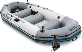 Intex Unisex - Adult Inflatable Boat Mariner Set of 4 Phthalates Free Including Paddle and Air Pump Professional Series, Grey, 328 x 145 x 48 cm (L x W x H)