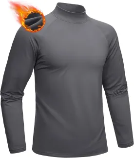 MAGCOMSEN Men's Thermal Shirt, Fleece Lined Long Sleeve Undershirts, Athletic Warm Base Layer Winter Top