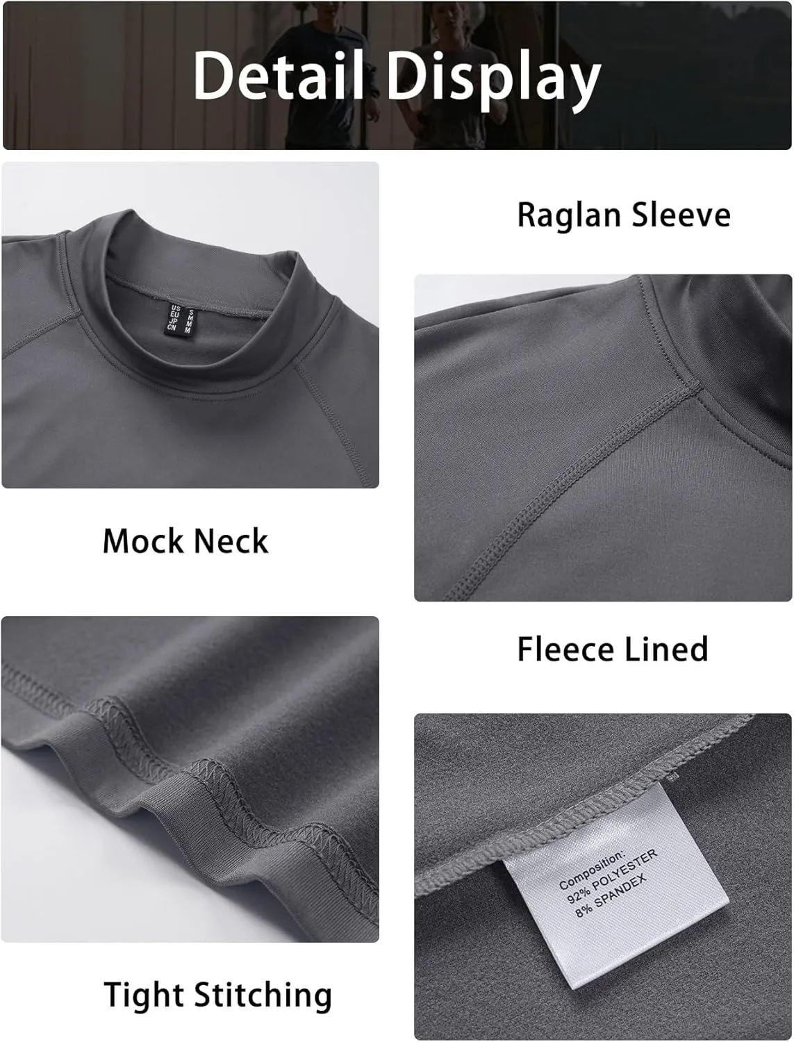 MAGCOMSEN Men's Thermal Shirt, Fleece Lined Long Sleeve Undershirts, Athletic Warm Base Layer Winter Top